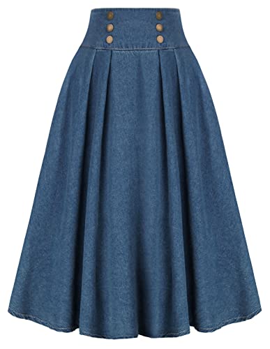 Belle Poque Vintage A-Line Denim Skirt - BP0763