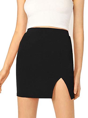 Black Split Mini Skirt: Retro Pencil Style, Sizes 8-22