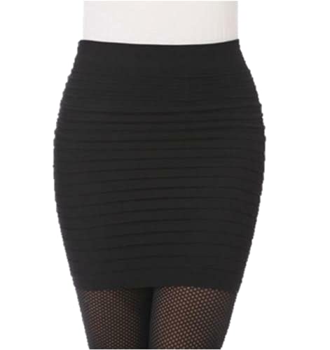 Black Pleated Stretch Mini Skirt for Women
