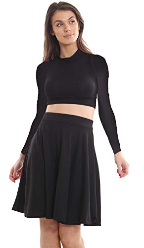 Retro Vibe: Black Midi Skater Skirt (ML)
