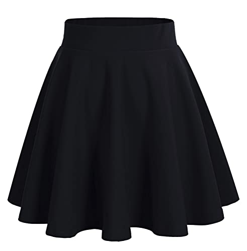 Black High Waist Pleated Skater Tennis Skirt