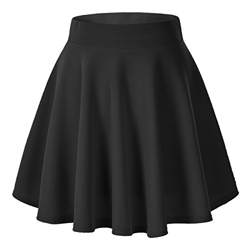 Urban CoCo Women's Solid Stretchy Flared Mini Skater Skirt