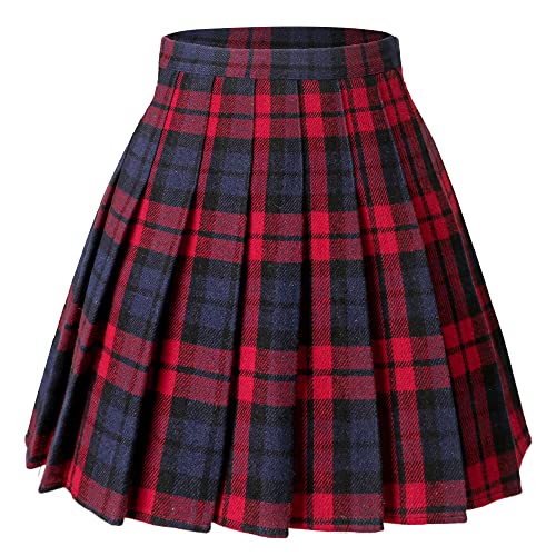 Vintage Plaid Pleated Skirt for Women - UK Size 14