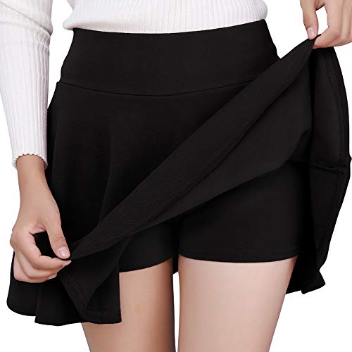 Vintage Black Flared Mini Skater Skirt for Women