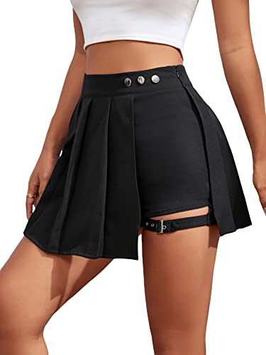 Black High Waist Pleated Mini Skirt - Women's Vintage