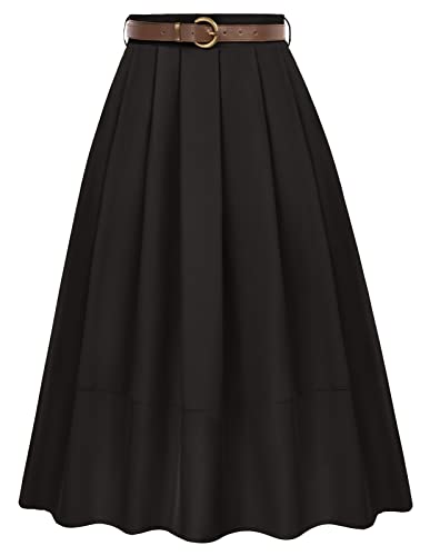 Women's Vintage A-line Skater Flared Midi Party Skirt