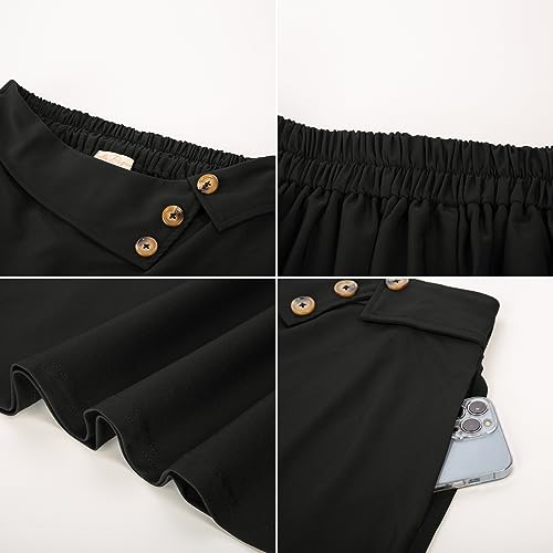50s Style Black Vintage A-Line Skirt with Pockets