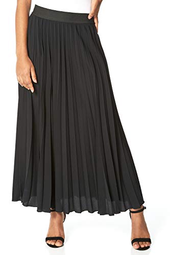 Black pleated maxi skirt for UK women - size 16