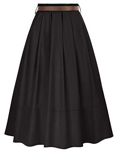 Women's Vintage A-line Skater Flared Midi Party Skirt