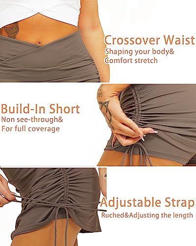 Vintage Brown Pleated Tennis Skirt with Shorts