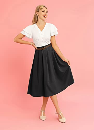 Women's Vintage A-line Skater Flared Midi Party Skirt