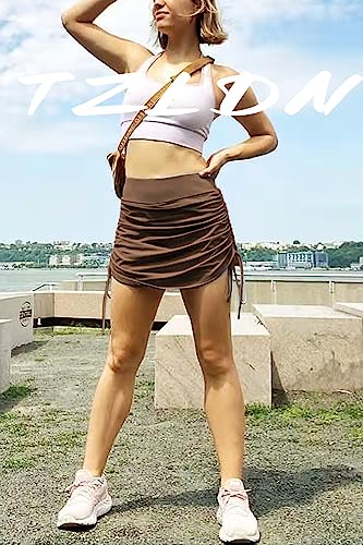 Vintage Brown Pleated Tennis Skirt with Shorts