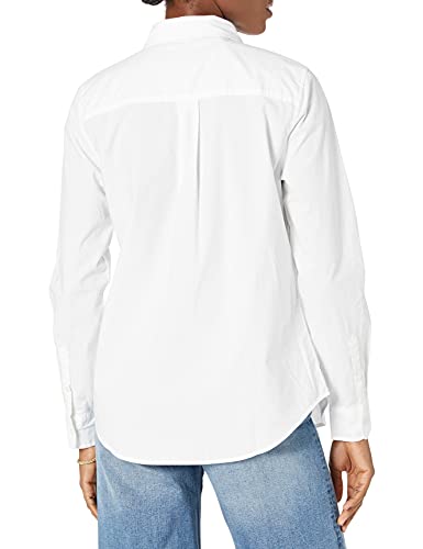 Amazon Essentials Women's Classic-Fit Long-Sleeve Button-Down Poplin Shirt, White, M