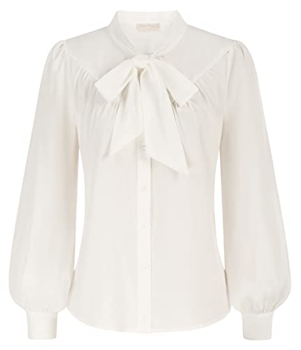 Vintage Ivory Bow-Knot Neck Blouse