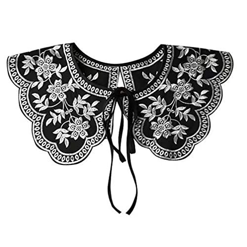 Vintage Floral Embroidered False Collar Dress Blouse