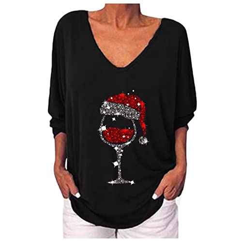 Red Wine Glass Christmas Sweatshirt - Vintage Ladies Fashion