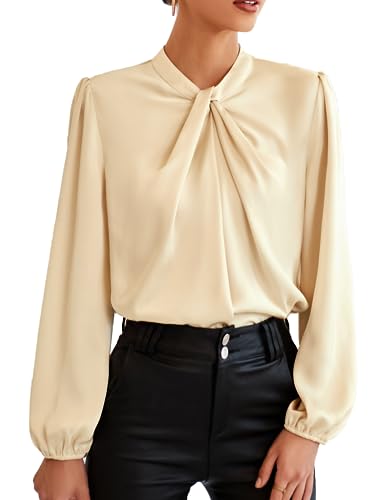Vintage Champagne Knotted Neck Women's Blouse