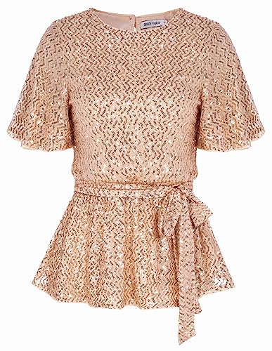 Golden Ripple Vintage Flared Sleeve Blouse - Size M