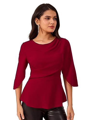 Retro Wine Red Women's Tunic Top - Size L