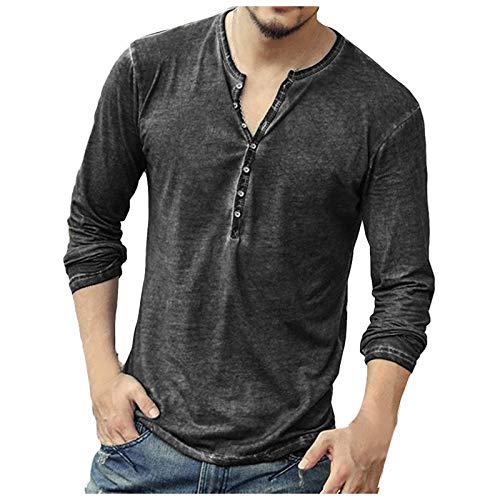 Vintage Black Henley Retro Tee Shirts