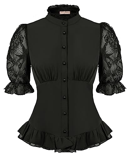 Medieval Button Down Victorian Lace Blouse