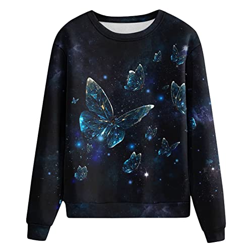Gradient Print Ladies Jumper Sweatshirt with 3D Butterfly