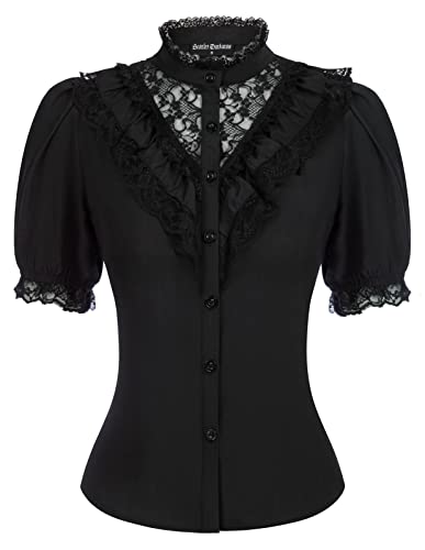 Medieval Gothic Women's Victorian Ruffle Blouse