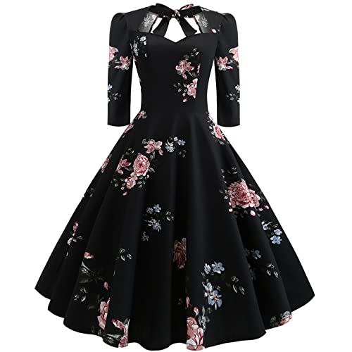 Retro 50s Rockabilly Floral Tea Party Dress