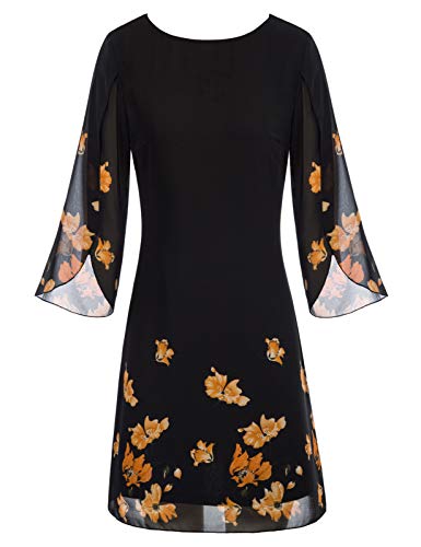 Vintage Chiffon A-Line Dress with Floral Print