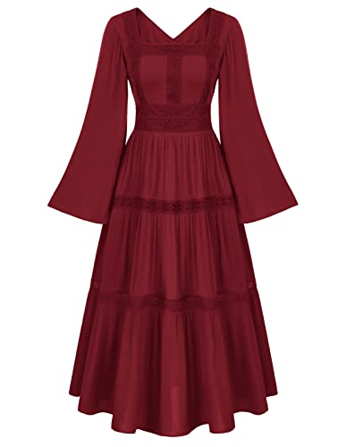 Red Retro Medieval Peasant Dress - XL