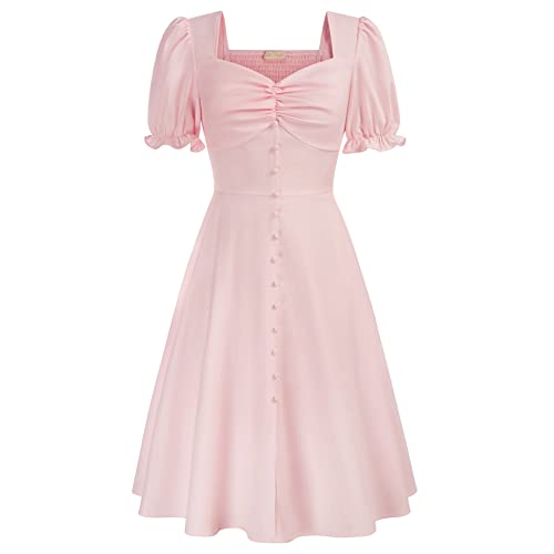 Vintage-inspired Swing Dress for Summer - Pink (XL)