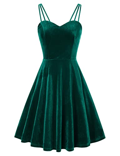 Retro Velvet Dress - Spaghetti Strap, V-Neck (XL)