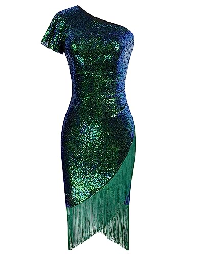 1920s Gatsby Green Sequin Prom Dress