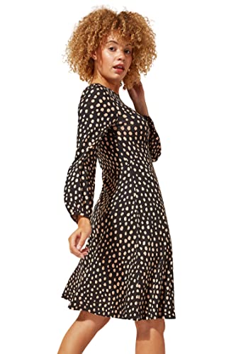 Vintage Black Animal Print Fit and Flare Dress