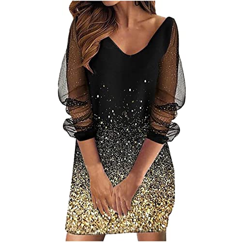 Elegant V-Neck Mesh Dress for Women