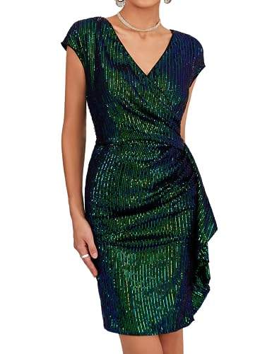Vintage Retro Sequin Ruched Dress for Women