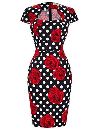40s Retro Floral Cocktail Dress - Women's Medium