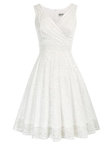 Vintage Lace White A-line Cocktail Dress - 50s Style