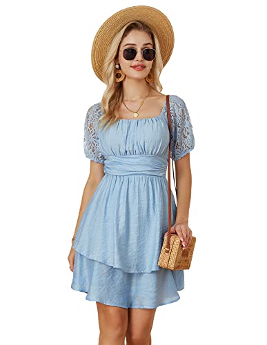 Vintage Light Blue A-Line Mini Night Out Dress