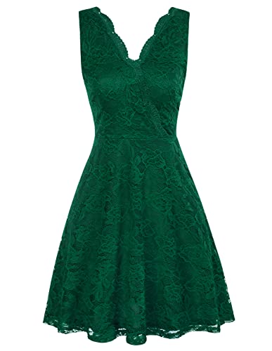 Green 50s Vintage Lace Midi A-Line Prom Dress