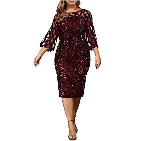 Vintage Red Sequin Dress for Women, Plus Size