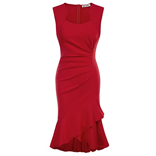 Vintage Red Bodycon Mermaid Evening Dress for Women