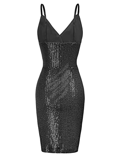 Vintage Black Sequin Cami Dress - Size S