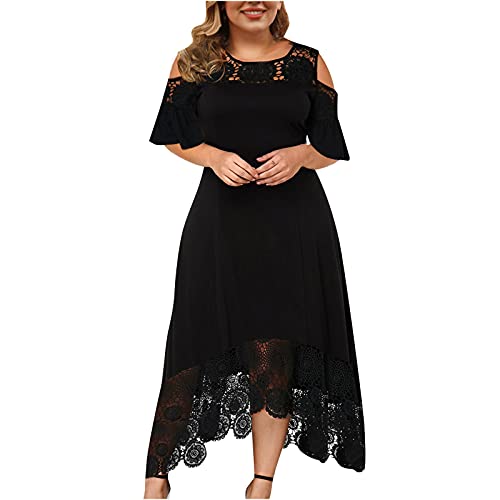 Vintage Lace Splicing Strapless Dress - Black