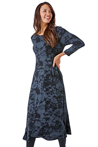 Roman Originals Dark Grey Tie Dye Midi Dress
