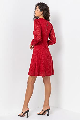 Red Lace Sparkle Swing Dress - Size 12