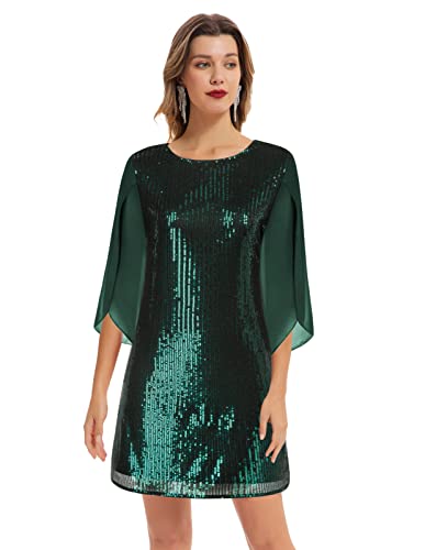 Vintage Green Sequin Dress for Autumn Party