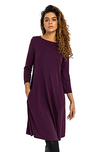 Purple Swing Tunic Dress with Pockets - Size 14