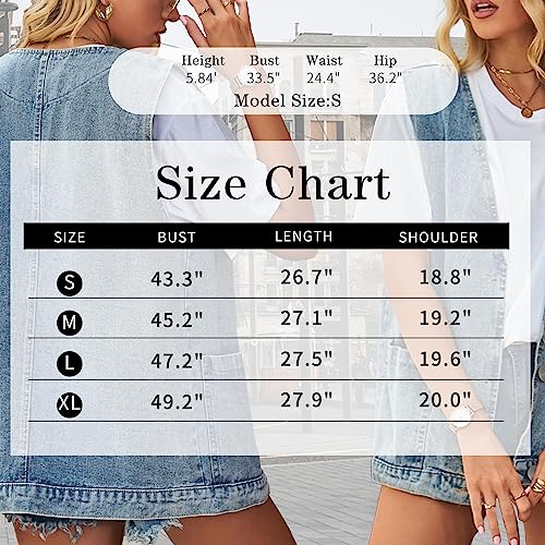 Women's Oversized Denim Jean Vest in Vintage Style