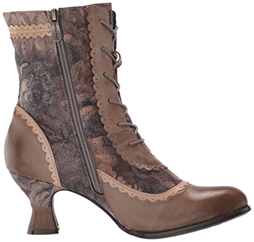 Vintage Olive Multi Floral Ankle Boot, Women's 7.5-8